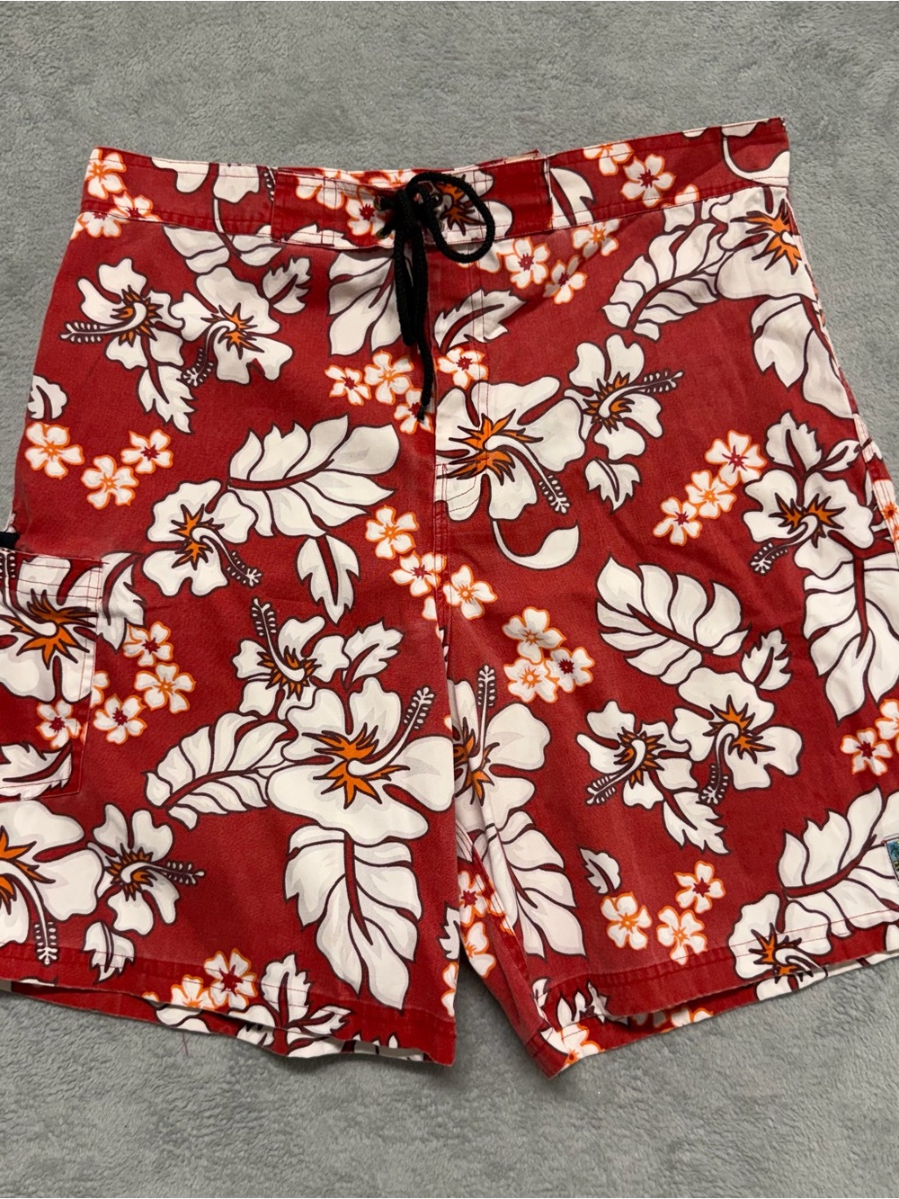 Vintage Tropical L’Attitude Mens 38 Board Shorts Hawaiian Floral Surf Y2K Swim